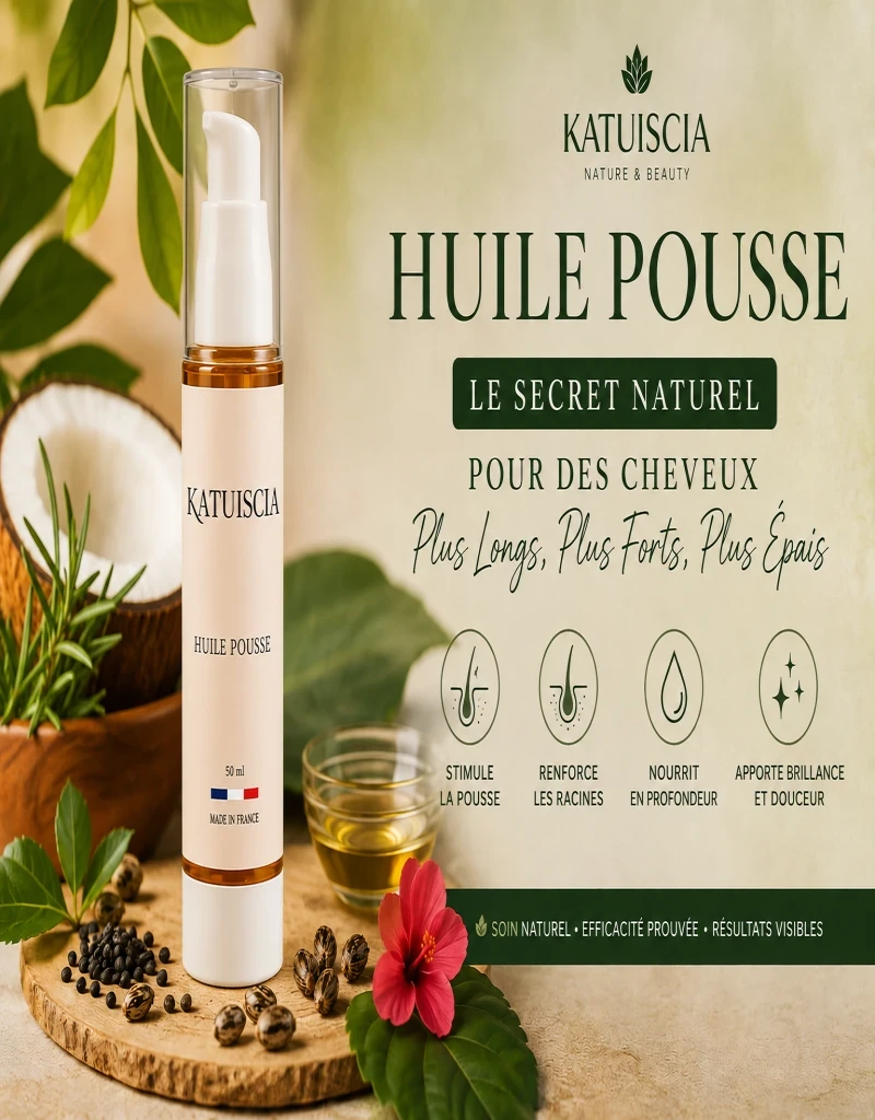 Huile Pousse Katuiscia : Le Secret Naturel pour des Cheveux Plus Longs, Plus Forts et Plus Épais